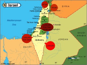 Palestinien Refugees surrounding Israel - Source UNHCR / Map © by Tom Lehner